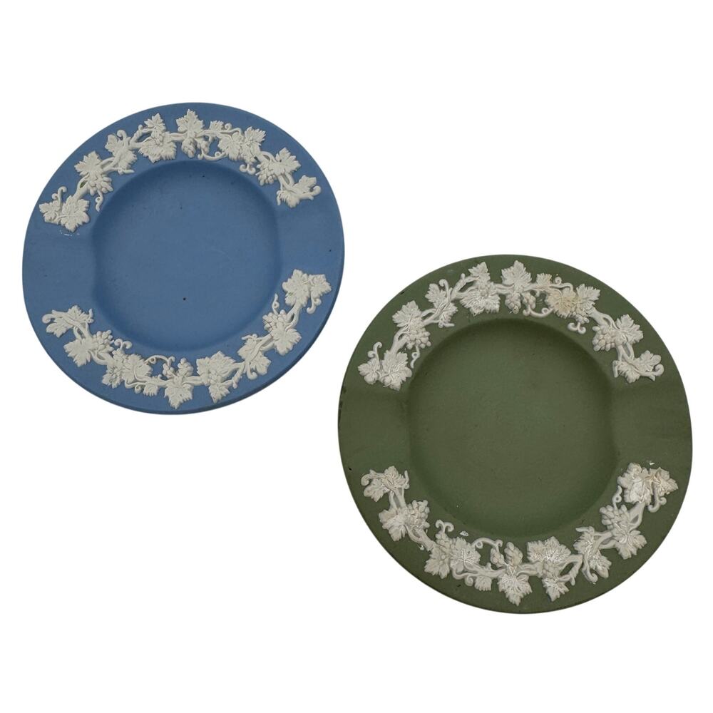 Vintage Wedgwood Ashtrays Blue Lavendar and Green Celedon Jasperware